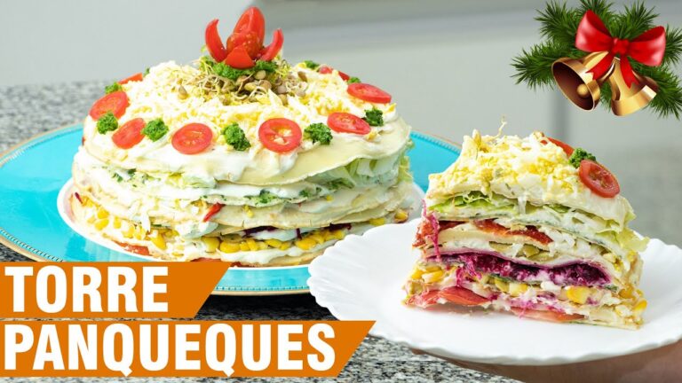 Receta F&aacute;cil de Torre de Panqueques Salada Vegetariana: Nutrici&oacute;n y Sabor
